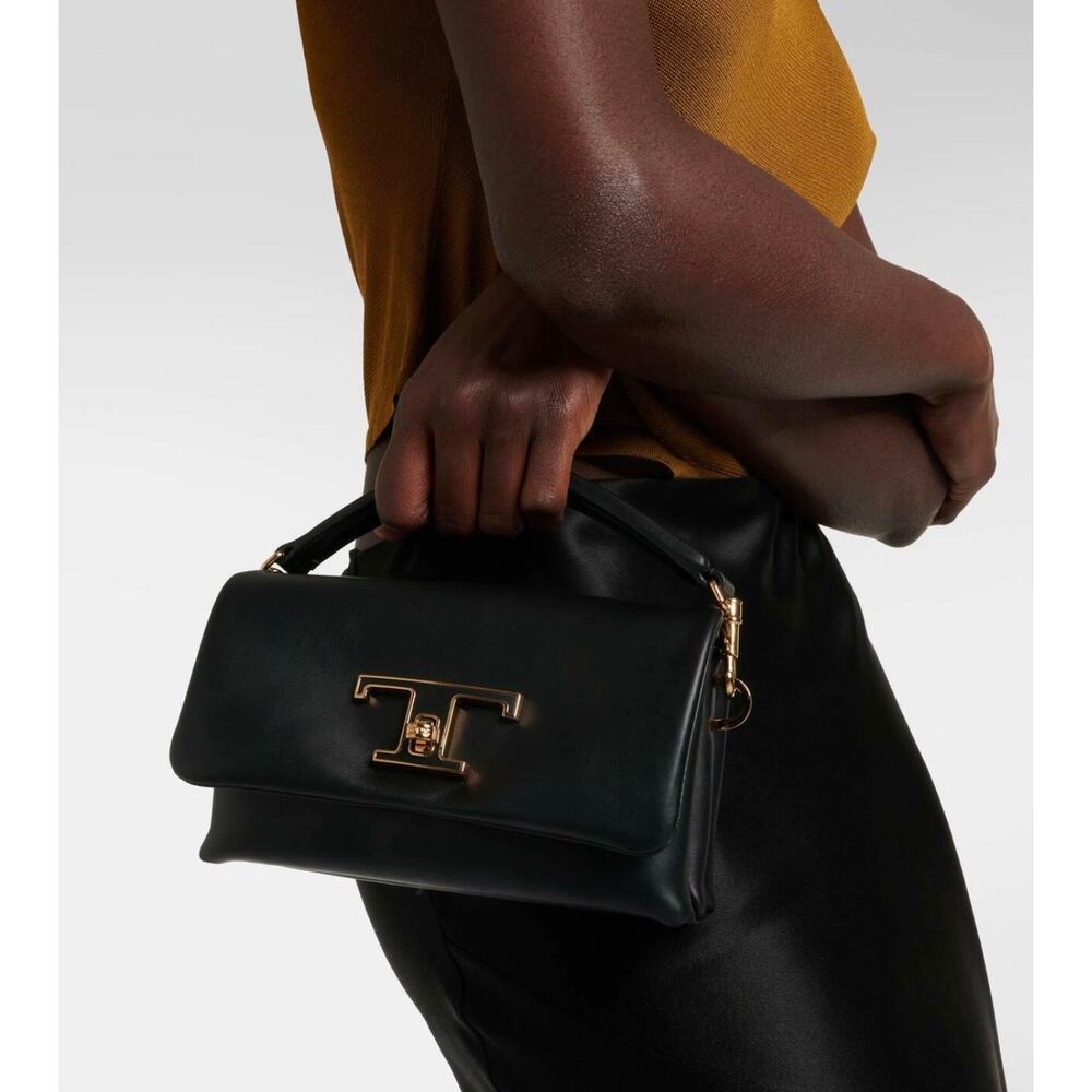 Tod's T Timeless Micro Leather Shoulder Bag Nero Black‎